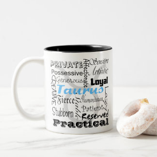 Taurus Astrology Zodiac Horoscope Collage Traits Two-Tone Coffee Mug