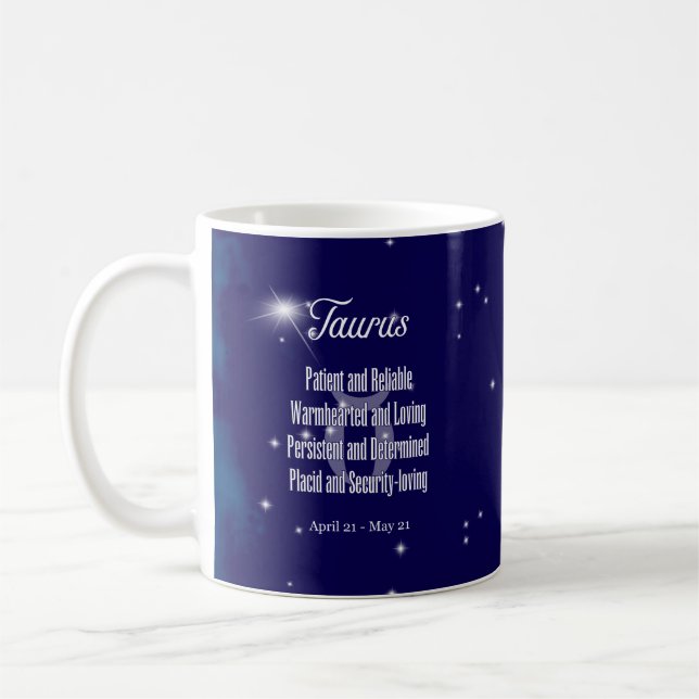 Taurus Astrology Zodiac Sign  Constellation Traits Coffee Mug (Left)