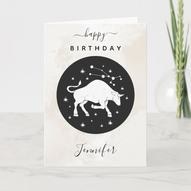 Taurus Astrology Zodiac Sign Horoscope Elegant Card (Front)