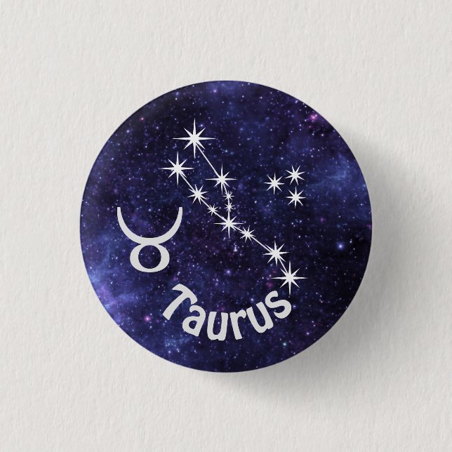 Taurus Badge, Zodiac Horoscope Badge Button (Front)