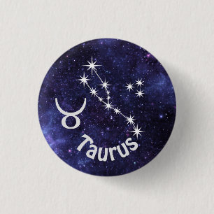 Taurus Badge, Zodiac Horoscope Badge Button