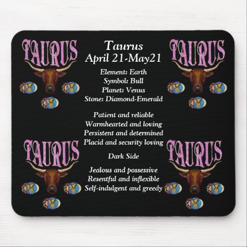 Taurus Birth Sign Zodiac Mouse Pad