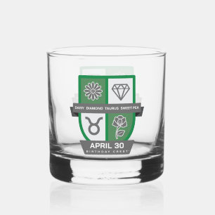 Taurus Birthday Crest™ for April 20-30 Whiskey Glass