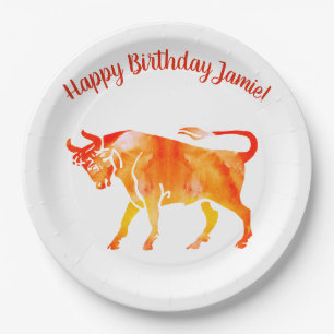 Taurus, Birthday Custom Paper Plates