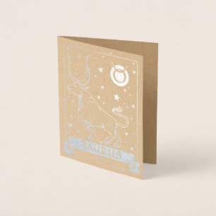 Taurus Birthday Elegant Astrology Zodiac Silver Foil Card