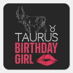 Taurus Birthday Girl Square Sticker