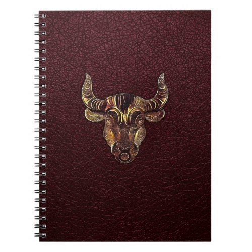 Taurus Bronze on Leather Notebook