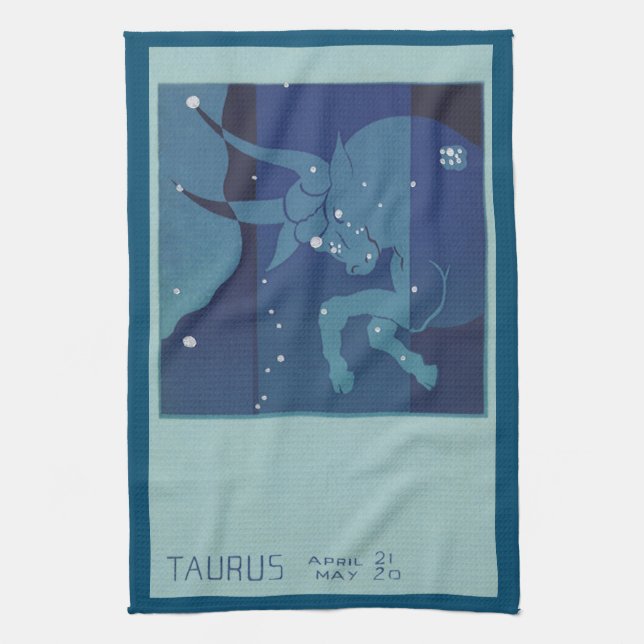 Taurus Bull Constellation Vintage Zodiac Astrology Kitchen Towel (Vertical)