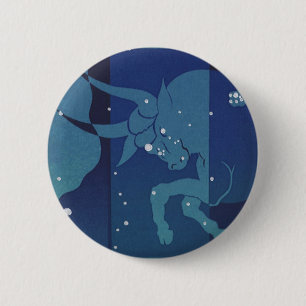 Taurus Bull Constellation Vintage Zodiac Astrology Pinback Button