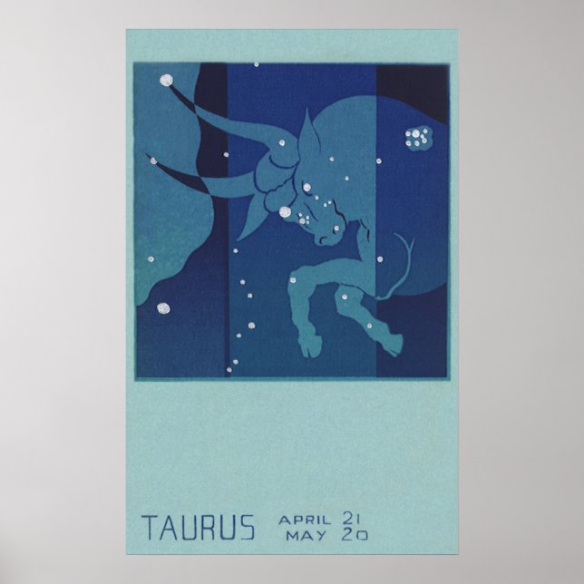Taurus Bull Constellation Vintage Zodiac Astrology Poster (Front)