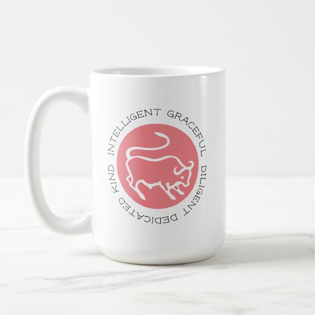 Taurus Bull Logo Zodiac Star Sign Astrology Coffee Mug (Left)