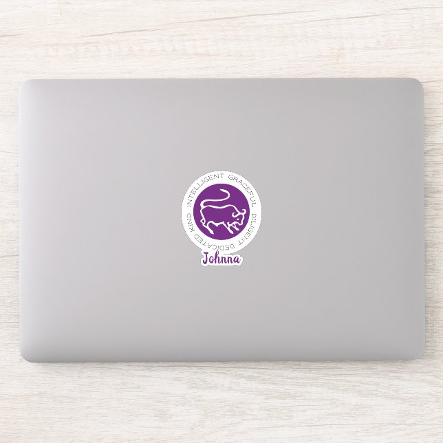 Taurus Bull Logo Zodiac Star Sign Traits Purple Sticker (Computer)