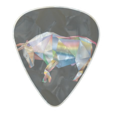 Taurus Bull Rainbow Prism Pearl Celluloid Guitar Pick