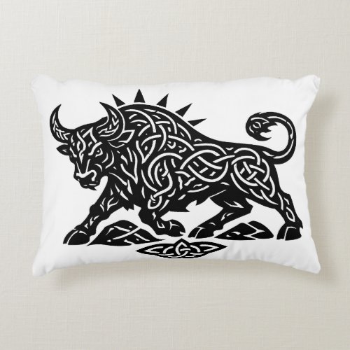 Taurus Bull Sigil — Earthbound Zodiac Inkwork Accent Pillow