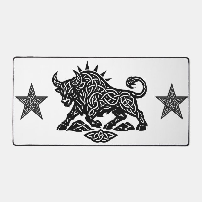Taurus Bull Sigil — Earthbound Zodiac Inkwork Desk Mat (Front)
