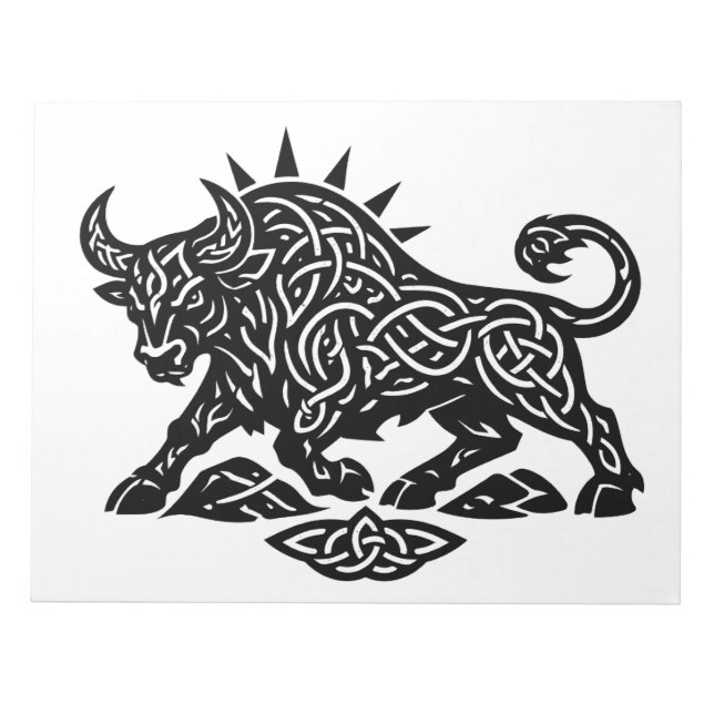 Taurus Bull Sigil — Earthbound Zodiac Inkwork Notepad (Front)