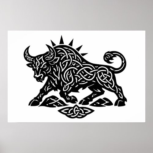 Taurus Bull Sigil — Earthbound Zodiac Inkwork Poster