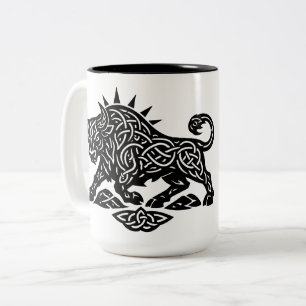Taurus Bull Sigil — Earthbound Zodiac Inkwork Two-Tone Coffee Mug