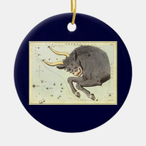 Taurus Bull Vintage Constellation Uranias Mirror Ceramic Ornament