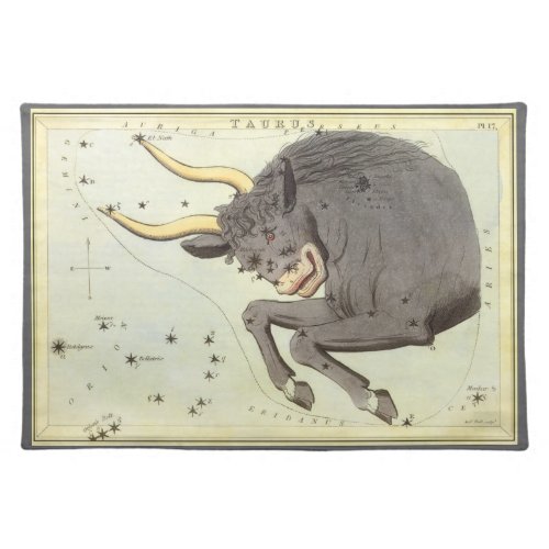 Taurus Bull Vintage Constellation Uranias Mirror Cloth Placemat