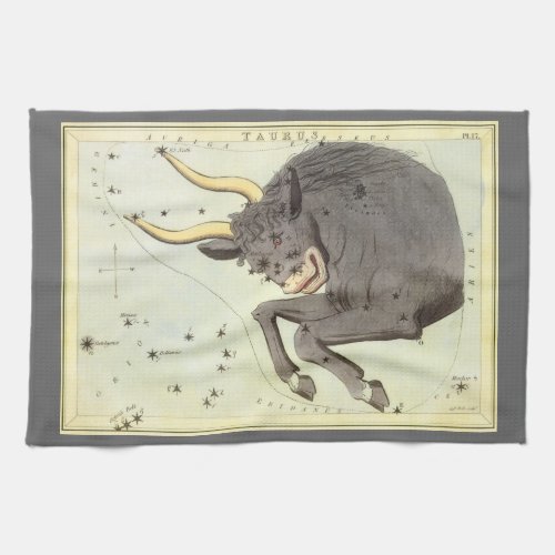 Taurus Bull Vintage Constellation Uranias Mirror Kitchen Towel
