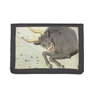 Taurus Bull, Vintage Constellation Urania's Mirror Tri-fold Wallet