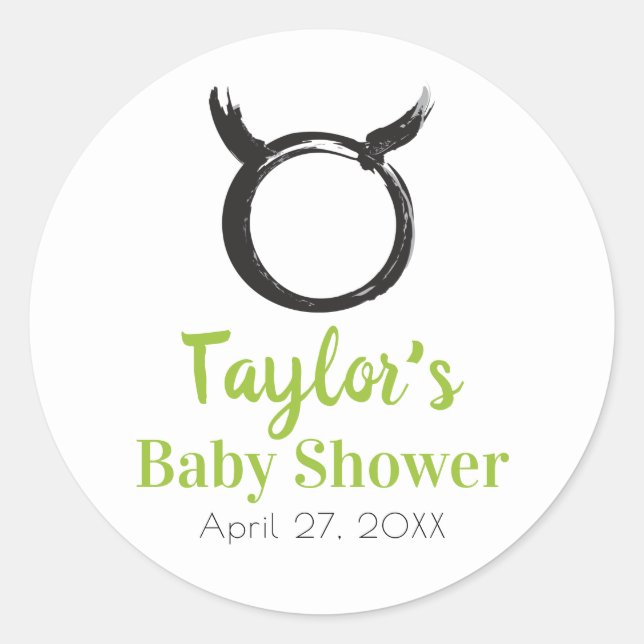 TAURUS Bull Zodiac Spring Astrology Baby Shower Classic Round Sticker (Front)
