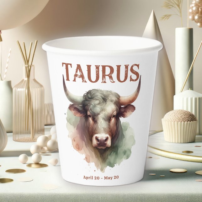 Taurus Bull Zodiac Themed Birthday Party Paper Cups (Coordinate Your Taurus Zodiac-Themed Party with Extras Like These Paper Cups!)