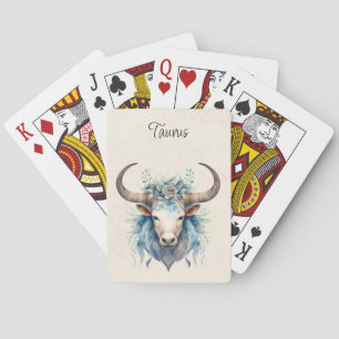 Taurus Bull Zodiac Watercolor  Poker Cards