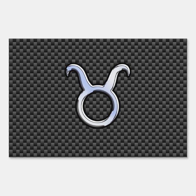 Taurus Chrome Like Zodiac Sign on Carbon Fiber (Front)