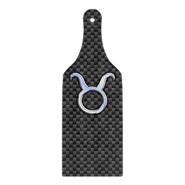 Taurus Chrome Like Zodiac Sign on Carbon Fiber Cutting Board (Front)