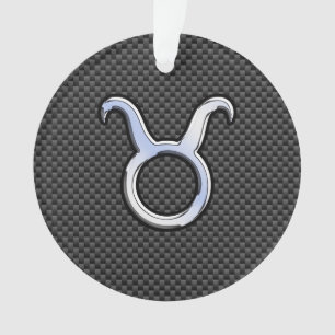 Taurus Chrome Like Zodiac Sign on Carbon Fiber Ornament