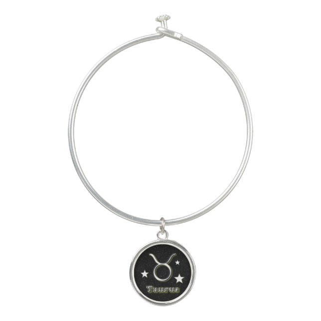 Taurus chrome symbol bangle bracelet (Front)