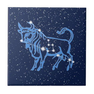 Taurus Constellation and Sun Sign with Stars Ceramic Tile