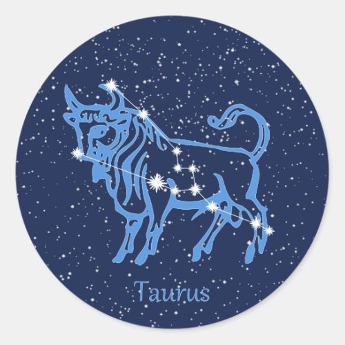 Taurus Constellation and Zodiac Sign with Stars Classic Round Sticker