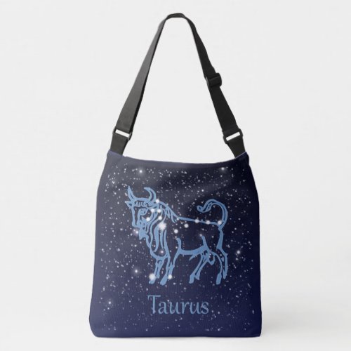 Taurus Constellation and Zodiac Sign with Stars Crossbody Bag