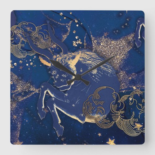 Taurus Constellation Dark blue  Gold Clock