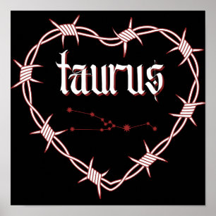 Taurus Constellation Gothic Dark Celestial Art Poster