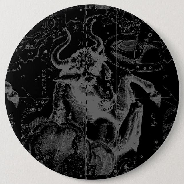 Taurus Constellation Hevelius 1690 Decor Pinback Button (Front)