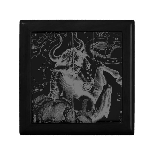Taurus Constellation Hevelius 1690 on Black Gift Box (Front)