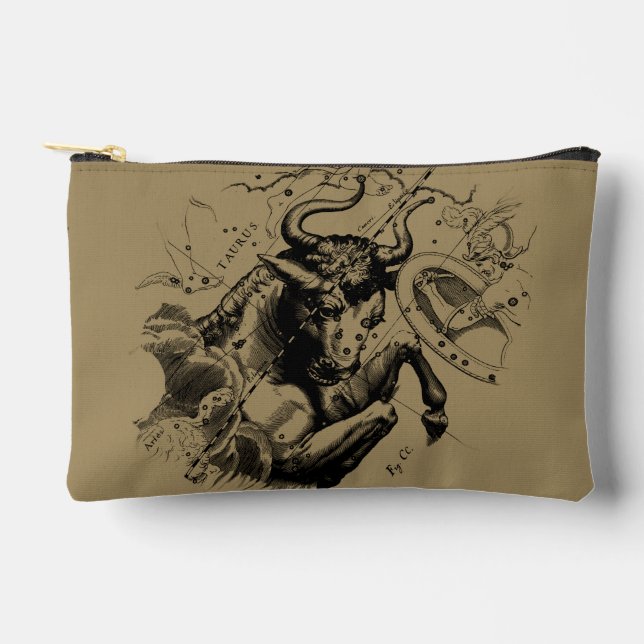 Taurus Constellation Map by Hevelius circa 1690 Accessory Pouch (Front)