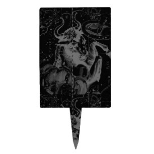 Taurus Constellation Map Hevelius 1690 on Black Cake Topper