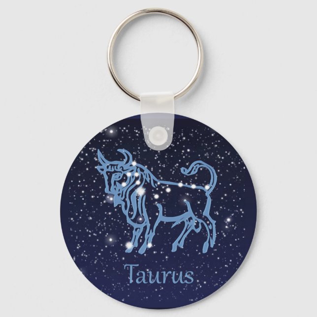 Taurus Constellation & Zodiac Sign with Stars Keychain (Front)