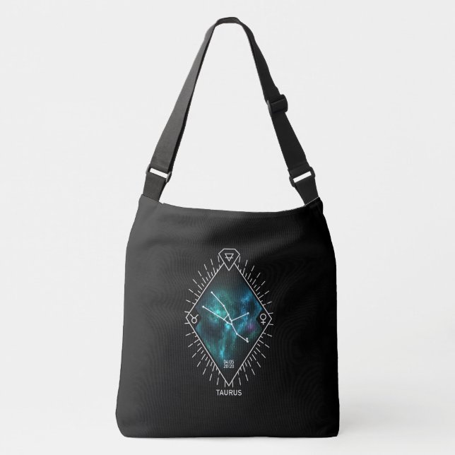Taurus Constellation & Zodiac Symbol Crossbody Bag (Front)