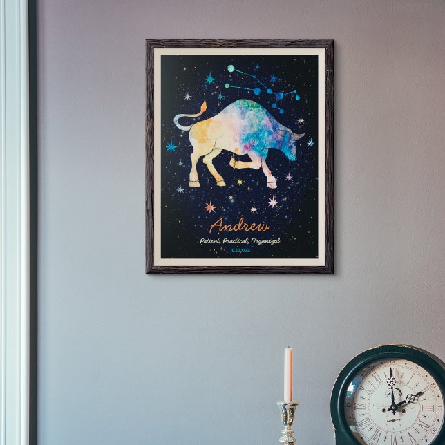 Taurus Constellation Zodiac Watercolor Star Galaxy Poster (Creator Uploaded)