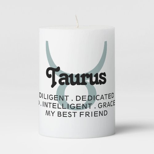 Taurus Custom Traits and Message Zodiac Pillar Candle