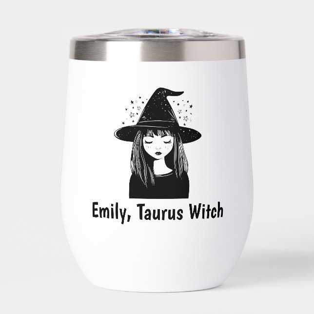Taurus Customize Zodiac Celestial Mystical Witchy Thermal Wine Tumbler (Front)