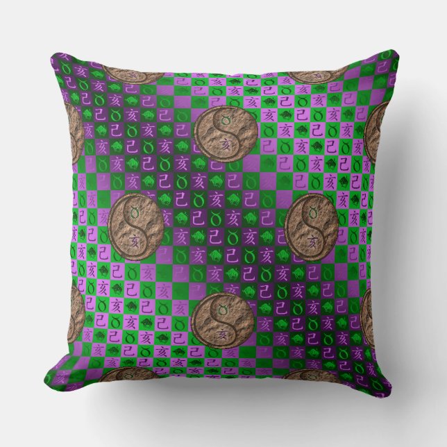 Taurus & Earth Boar Throw Pillow (Front)