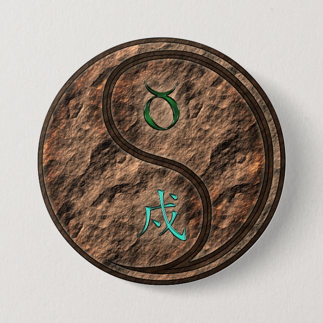 Taurus & Earth Dog Button (Front)