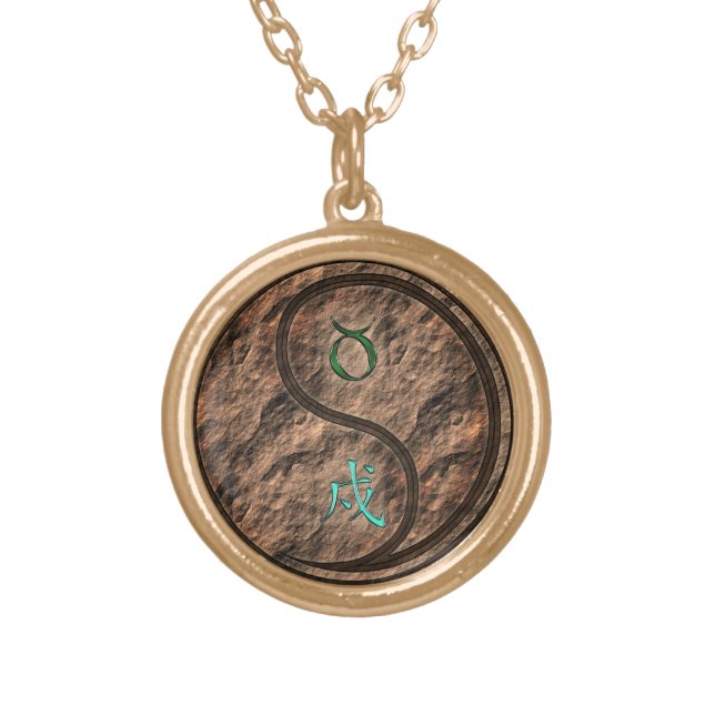 Taurus & Earth Dog Gold Plated Necklace (Front)